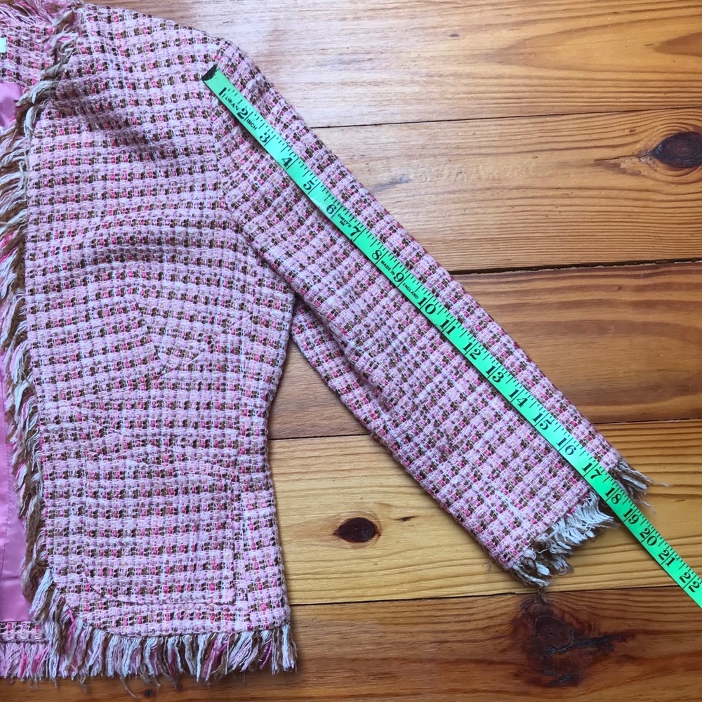 Aqua Pink Tweed Fringe Jacket, EUC, S - Picture 11 of 14